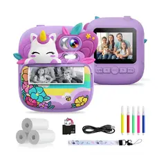 GENERICO - Camara Instantánea Para Niños Impresion Termica Unicornio 1080P