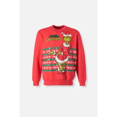MIC - Buzo de Grinch cerrado rojo para adulto unisex