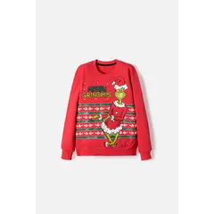 MIC - Buzo de Grinch cerrado rojo para niño unisex