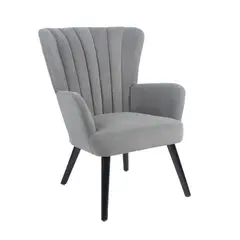 RELAN - Sillón Individual Poltrona Azalia Tapizado Terciopelo Gris