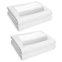 ENERGY PLUS - Set x2 Sábana Hotelera para Cama Sencilla 1mt Blanca Suave