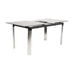 MUEBLES FIOTTI - Mesa de Extensión Vidrio 6 puestos Negro