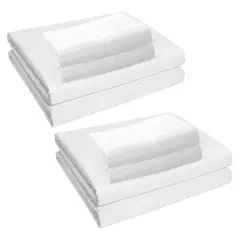 ENERGY PLUS - Set x2 Sábana Hotelera para Cama Doble 140 mt Blanca Suave