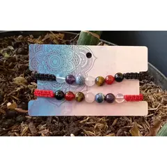 GENERICO - Pulsera tejida de los 7 chakras en hilo negro
