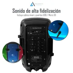 SONIVOX - Parlante Vs-ss2378 8 Bluetooth Micrófono Luces Led