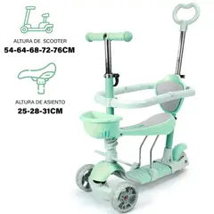 BABY ON - Scooter Patineta 5 En 1 Para Bebes Y Niños Con Descansapies Verde