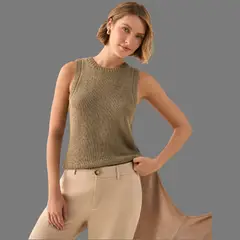 ESPRIT - Camiseta tipo Chaleco para Dama Crochet Blusa Mujer