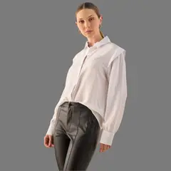 ESPRIT - Camisa para Dama Blanca Oversized Blusa Mujer Formal