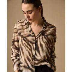 ESPRIT - Camisa para Dama Animal Print Blusa Mujer Versátil