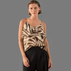 ESPRIT - Camisa para Dama Animal Print Blusa Mujer Sin mangas