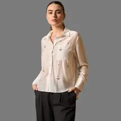 ESPRIT - Camisa para Dama con Detalles Brillantes Blusa Mujer