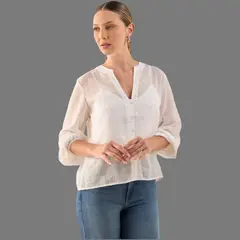 ESPRIT - Camisa para Dama Textura Rayada Blusa Mujer Formal