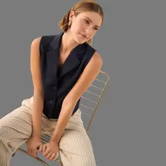 ESPRIT - Camisa Dama Tipo Crop Blusa Mujer Sin Mangas Versátil