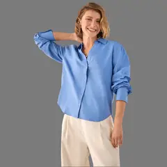 ESPRIT - Camisa Dama Bordada Blusa Mujer Elegante Oversized