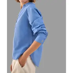 ESPRIT - Camisa Dama Bordada Blusa Mujer Elegante Oversized