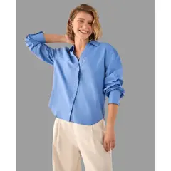 ESPRIT - Camisa Dama Bordada Blusa Mujer Elegante Oversized
