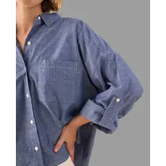 ESPRIT - Camisa Dama A Rayas Blusa Mujer Elegante Oversized