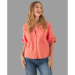 ESPRIT - Camisa Dama de Algodón Blusa Mujer Cómoda y Fresca