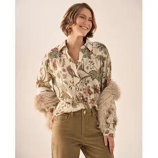 ESPRIT - Camisa Dama Estampada Blusa Mujer Fresca y Formal