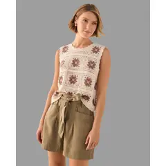 ESPRIT - Camisa Dama de Crochet Blusa Mujer Casual y Cómodo