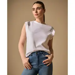 ESPRIT - Camiseta para Dama Blanca con Detalle Sofisticado
