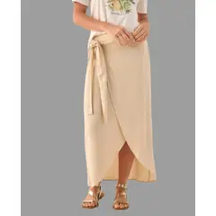 ESPRIT - Falda Midi para Dama Wrap con Amarre Lateral Fresca