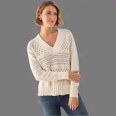 ESPRIT - Suéter Tejido para Dama Blanco Elegante para cada Ocasión