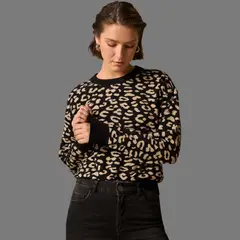 ESPRIT - Suéter Tejido para Dama Estampado Ideal para Diario Casual