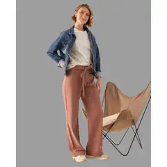 ESPRIT - Pantalón para Dama Elegante Ideal para Oficina Wide Led con Cinturón Casual