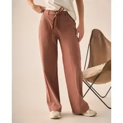ESPRIT - Pantalón para Dama Elegante Ideal para Oficina Wide Led con Cinturón Casual