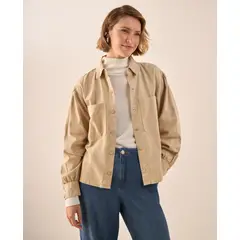 ESPRIT - Chaqueta Beige para Dama Oversized Casual y Versátil