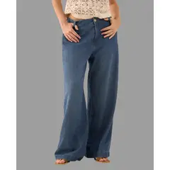 ESPRIT - Jean para Dama Wide Leg Tiro Alto Fácil de Combinar