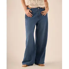 ESPRIT - Jean para Dama Wide Leg Tiro Alto Fácil de Combinar