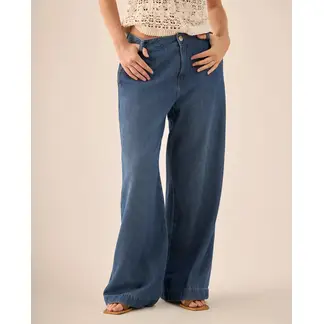 ESPRIT - Jean para Dama Wide Leg Tiro Alto Fácil de Combinar