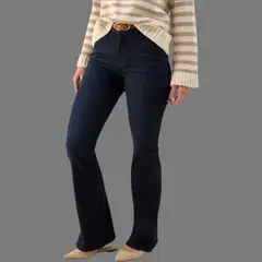 ESPRIT - Jean para Dama Flare Tiro Alto Azul Oscuro Casual