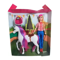 GENERICO - Muñeca Jinete Con Caballo Juguete Niñas