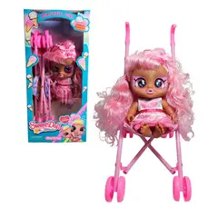 GENERICO - Muñeca Bebe Ojos Expresivos + Coche Juguete Niñas