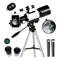GENERICO - Telescopio Astronomico Monocular F30070m Con Soporte Celular Color Negro