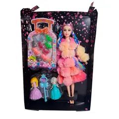 GENERICO - Muñeca Con Abrigo Peludo Mini Princesas + Set Zapatos