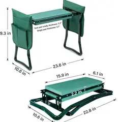 GENERICO - Asiento Plegable de Jardín 3 en 1 con Bolsa de Herramientas
