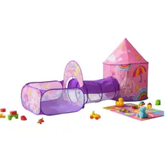 KIDSHOP - Carpa Castillo 3 En 1 + Túnel + Piscina Para Niños Cc-16
