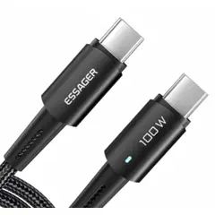 GENERAL - Cable Essager Tipo C a Tipo C Trenzado Negro 0,25