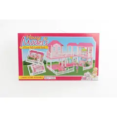 JUGUETERIA EXPRESS - Casa de Muñecas Grande 2 Pisos con Muebles y Muñecas Casa Infantil 54x37 cm Rosa