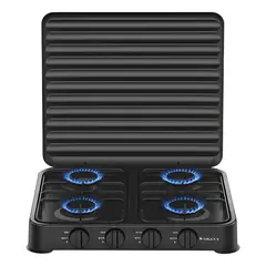 SOKANY - Estufa a Gas Portátil 4 Puestos con Tapa – Potente 8,8 kW, Color Negro