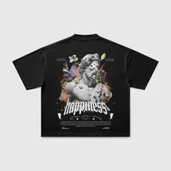 VANN - Camiseta para Hombre En Algodón Happiness T-shirt Negro