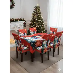 CHINA GLAZE - Juego 6 Fundas Para Sillas + Mantel De Mesa Navidad Comedor Muñeco Nieve