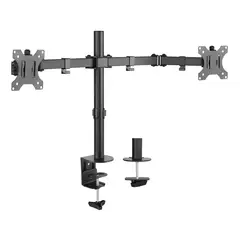 ERGONOMUS - Soporte Brazo Monitor 2 Pantallas LCD LED Para Escritorio Mesa Color Negro 32"