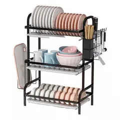 AMERICAN GENERICS - Escurridor de Vajilla de 3 Niveles – Multifuncional y Compacto