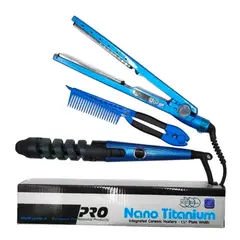 GENERICO - Combo Profesional Plancha + Rizadora Nano Titanium