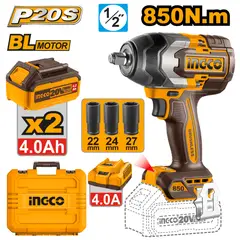 INGCO - Llave De Impacto M1/2 20v 850nm Incluye 2 Baterias Y 1 Cargador UCIWLI2085